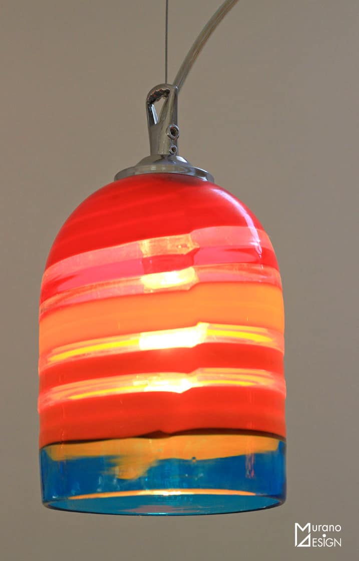Lampada con canne a sospensione in vetro di Murano realizzata da Vetreria Murano Design