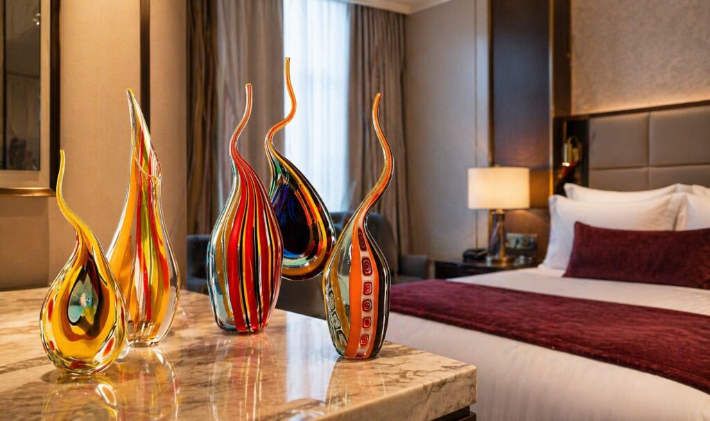 Vasi in vetro di Murano artistici utilizzati nell’arredamento di interni di lusso